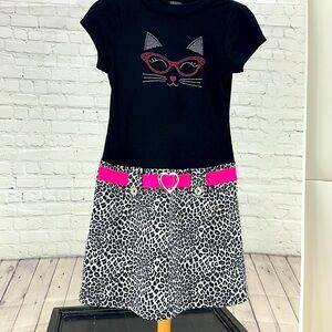 Cheetah Cat Rhinestones Girls dress size 14/16